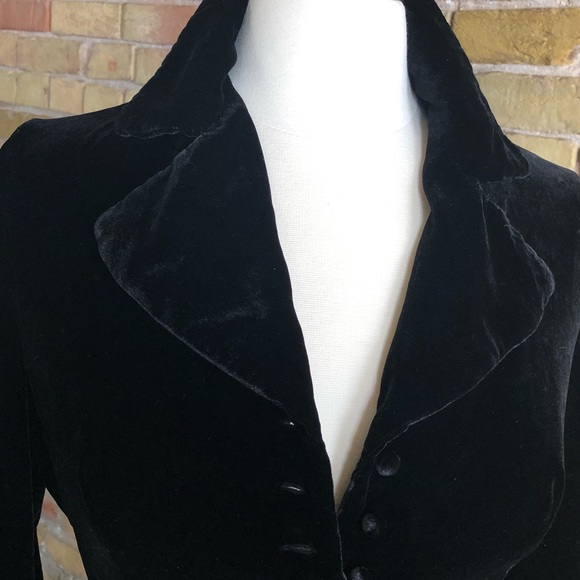 Vintage Black 90s Silk Rayon Velvet blouse size small - Picture 5 of 6